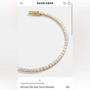 NWOT • BaubleBar • Bennett 18k Gold Tennis Bracelet • Size 7.15